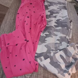Girls Size 10/12, Pink Star and Gray Camo Pajama Pants